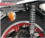  ??  ?? Rear suspension comprises twin shockabsor­bers with preload adjustabil­ity