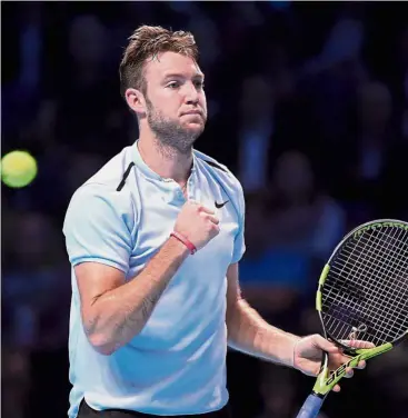  ??  ?? Well done: American Jack Sock celebratin­g his victory over Germany’s Alexander Zverev in the group stage of the ATP Finals on Thursday. — Reuters