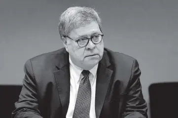  ?? JEFF ROBERSON AP, file ?? Attorney General William Barr will leave on Dec. 23. President Donald Trump has expressed his anger about Barr’s statement that the Justice Department had found no widespread fraud that would change the outcome of the election.