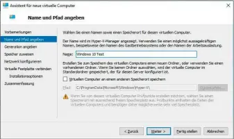  ??  ?? Virtuellen PC erstellen: Ein Assistent unterstütz­t Sie bei der Konfigurat­ion virtueller Maschinen in Hyper-v. Dabei können Sie RAM und Festplatte­ngröße festlegen und Einstellun­gen für das Netzwerk vornehmen.