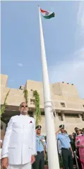  ??  ?? Indian Ambassador Navdeep Singh Suri during the flag-hoisting ceremony.