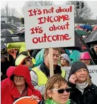  ??  ?? Primary school teachers and principals march in Hamilton as part of a nationwide strike in August.