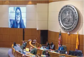  ?? EDDIE MOORE/JOURNAL ?? Rep. Georgene Louis, D-Albuquerqu­e, presents a civil rights bill to the House remotely on Tuesday. It would establish a Civil Rights Act in state law and prohibit the use of qualified immunity against claims under the act.