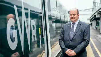  ??  ?? Mark Hopwood at the official opening of a new platform at Bristol Parkway on April 13, 2018. JACK BOSKETT