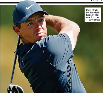  ?? GETTY IMAGES ?? Poor start: McIlroy left himself too much to do