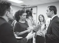  ?? Brett Buchanan ?? U.S. Rep. Joaquin Castro, seen at a 2019 news conference, has been meeting with media executives to advocate for greater Latino representa­tion. It would strengthen reporting.