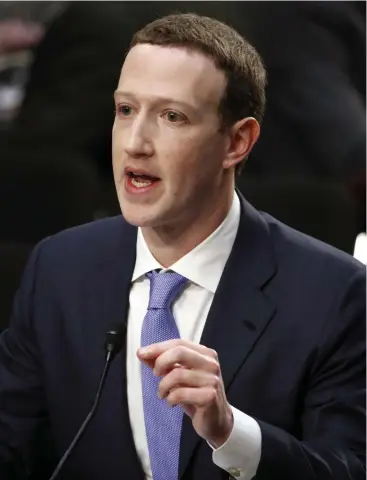  ?? Picture: AP PHOTO ?? ADMITTING MISTAKES: Facebook CEO Mark Zuckerberg testifies before a joint hearing of the Commerce and Judiciary Committees on Capitol Hill in Washington yesterday.