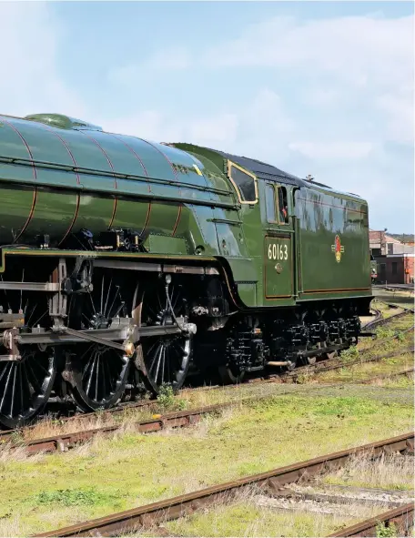  ?? PHIL METCALFE ?? ‘A1’ No. 60163 Tornado is posed in the yard at Carnforth on September 9 following its repaint into BR green. For more on the ‘Pacific’, see News and an exclusive interview with chairman Steve Davies on page 36.