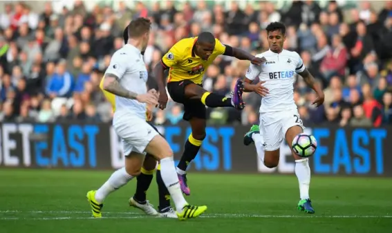  ?? (Getty) ?? Ighalo tries his luck with a shot on goal