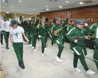  ?? TERRENCE ANTONIO JAMES/CHICAGO TRIBUNE ?? A marching band performs at Chicago State University at a news conference on Jan. 26, 2023, held to announce the formation of a committee that will explore the idea of creating a Division I football team.