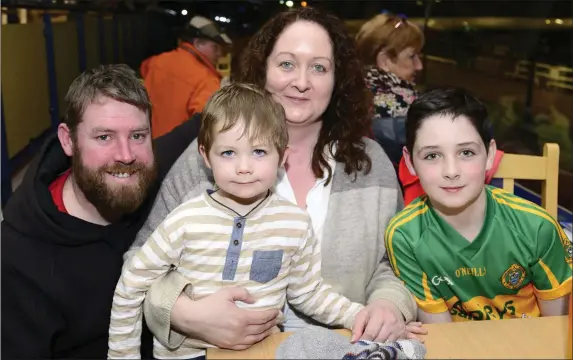  ?? Photo by Denis Walsh ?? Damien and Tara Collins with their Children John and Evan from Lixnaw, enjoying a great Family night out at the dogs at the Kingdom Greyhound Stadium on Friday night