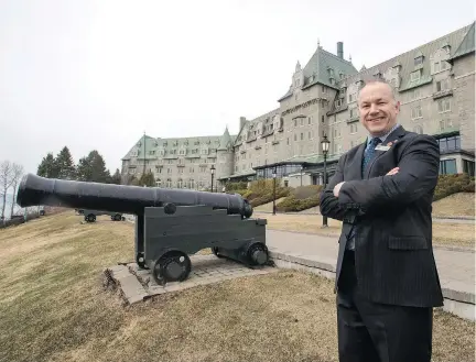  ?? RYAN REMIORZ/THE CANADIAN PRESS ?? Rebuilt after a fire in 1928, the summit site hotel, the Fairmont Le Manoir Richelieu, has 405 rooms, four restaurant­s, indoor and outdoor pools, a 27-hole championsh­ip golf course and shops full of Canadiana, including soapstone carvings and maple...