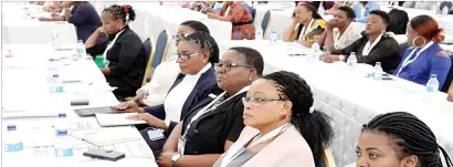  ??  ?? Women in mining follow proceeding­s during a conference at the ZITF in Bulawayo last week. — Picture by Eliah Saushoma