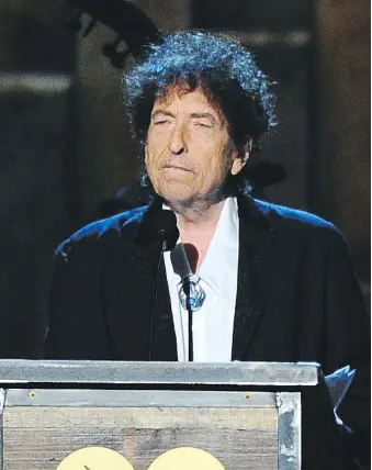  ?? VINCE BUCCI/THE ASSOCIATED PRESS ?? Bob Dylan credited Moby-Dick, All Quiet on the Western Front and The Odyssey as his biggest literary influences in a speech he made to accept his Nobel Prize in literature.