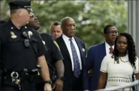  ?? MATT SLOCUM — THE ASSOCIATED PRESS ?? Bill Cosby departs after a sentencing hearing Monday at the Montgomery County Courthouse in Norristown. Cosby’s chief accuser on Monday asked for “justice as the court sees fit” as the 81-year-old comedian faced sentencing on sexual assault charges that could make him the first celebrity of the #MeToo era to go to prison.