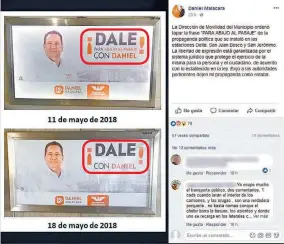  ?? Foto: Tomada de Internet ?? Daniel Malacara Doblado, candidato de MC a la Presidenci­a Municipal de León, denunció en Facebook que la Dirección de Movilidad censura su publicidad en las estaciones del SIT. /