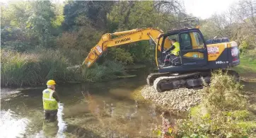  ??  ?? Top: pollution, urbanisati­on and intensific­ation of agricultur­e all impact on wild brown trout population­s. Above: on the River Dever in Hampshire, pools and riffles were created using heavy machinery. Work included gravel introducti­on to create spawning riffles, removing impoundmen­t and bankside tree work to increase light in the channel. Partners included the landowner, the Environmen­t Agency, Fishing Breaks and Springwise