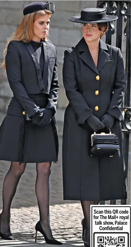  ?? ?? Sisters in mourning: Beatrice and Eugenie at the Abbey
