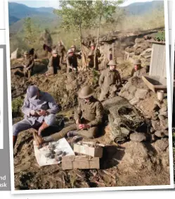  ??  ?? Right: Fitting the detonators to a batch of Mills bombs in the trenches. French and
British soldiers are cooperatin­g in the task