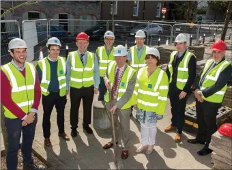  ??  ?? Cian Burke, Ward & Burke; Project Manager; Padraig Hanly, Irish Water; Fineen O’Driscoll , James Melvin, Mark Cummins, Co Co; Senior Resident Engineer; Michael Mannion, Ward & Burke; Director of Services Tom Kilfeather, Co Co; Cathaoirle­ach Cllr Hubert...