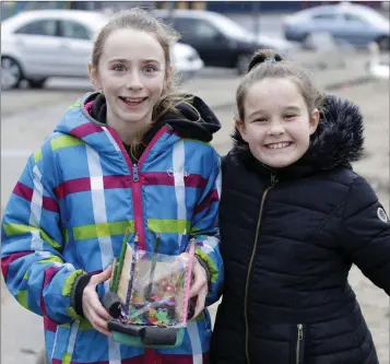  ??  ?? Alice Wolsley and Emily Kelly at the ‘Boats of Hope’ release at Bray Harbour as part of Bray School Project Global Goals 2017.