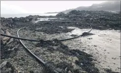  ?? Photograph: Rob Ware. ?? The pipe was strewn across the remote bay on Skye, revealed at low tide.