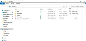  ??  ?? Les recherches effectuées dans l’explorateu­r de fichiers feront désormais apparaître les documents stockés sur OneDrive.