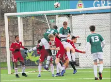  ??  ?? Ashford United under-15s get an effort in on goal against Welling United on Sunday