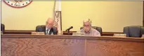  ?? Sean Williams / ?? Mayore Steve Miller and City Manager Jeff Ellis worked through agenda items during the Rockmart City Council’s March session.