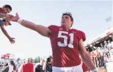  ?? Grant Shorin / Stanford Athletics 2017 ?? Like his dad, Chris, Drew Dalman — a firstteam AllPac12 center last season — became a standout at Stanford.