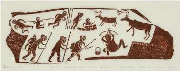  ??  ?? LEFT Joe Talirunili(c. 1893–1976 Puvirnituq)Long Time Floating on Ice Field1965S­tonecut21 × 52.1 cmCOURTESY FEHELEY FINE ARTS
