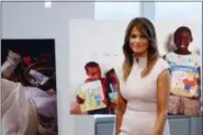  ?? JASON DECROW — THE ASSOCIATED PRESS ?? In this photo, first lady Melania Trump leaves the podium after speaking during a reception at the United States mission to the United Nations.