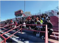  ?? (Pine Bluff Commercial/I.C. Murrell) ?? Students at Pine Bluff High School gather at Jordan Stadium following a walkout Thursday.