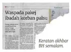  ?? ?? Keratan akhbar BH semalam.