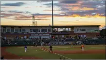  ?? AIMEE BIELOZER — FOR THE MORNING JOURNAL ?? The sunset over Mercy Health Stadium on Sept. 9.