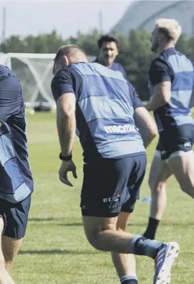  ??  ?? 0 Tommy Seymour, training with the Scotland squad in Edinburgh yesterday, is determined to play a prominent role in the World Cup warm-up matches against France and Georgia in order to push his claim for a place in the final squad of 31 players.
2 Left, Stuart Hogg is level with Seymour on 20 tries for Scotland.