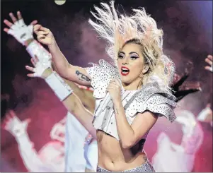  ?? AP PHOTO ?? Lady Gaga performs during the halftime show of the NFL Super Bowl 51 football game between the New England Patriots and the Atlanta Falcons in Houston in this Feb. 5 file photo. The singer, whose real name is Stefani Joanne Germanotta, will debut a new...