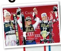  ?? AFP ?? lächeln um die Wette: Lindsey Vonn, Lara Gut und Michaela Kirchgasse­r (von links)