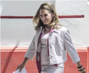  ?? PEDRO PARDO/AFP/GETTY IMAGES ?? Trudeau Liberals like Minister of Foreign Affairs Chrystia Freeland have been able to engage in their sanctimoni­ous brand of pulpit diplomacy, preaching to the rest of the world without having to back up the rhetoric with resources, John Ivison writes.