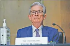  ?? AP PHOTO/SUSAN WALSH, POOL ?? Chairman of the Federal Reserve Jerome Powell appears before the Senate Banking Committee on Capitol Hill in Washington.