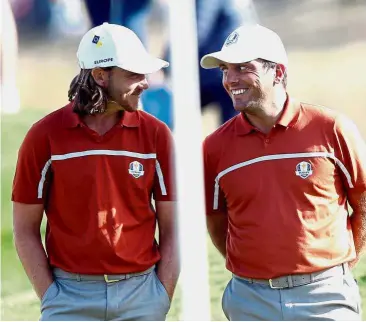  ?? — Reuters ?? Great pairing: Francesco Molinari (right) and Tommy Fleetwood are the only European pair in history to claim all four points from as many matches in the Ryder Cup.