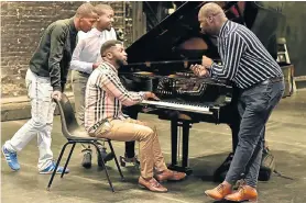  ?? Picture: EUGENE COETZEE ?? READY FOR LOVE: The Four Fellas, from left, Kholisile Booi, Sizwe Yaze, Lubabalo Luzipo and Loyiswa Mali get ready for their show at the Opera House on Sunday