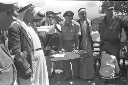  ?? (Jerusalem Post archives) ?? UMM EL-FAHM leaders sign declaratio­ns of allegiance to Israel on May 20, 1949, after the Lausanne Conference awarded the Wadi Ara region to Israel.