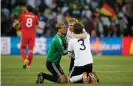  ??  ?? Germany players enjoy beating England at the World Cup in 2010. Photograph: Tom Jenkins/The Guardian