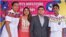  ?? Photo: Waisea Nasokia ?? Head girl Emily Osborne, Shalini Lata, chief guest Promex Consulting PTE Limited Director Lawrence Kumar and head boy Nimesh Chand.