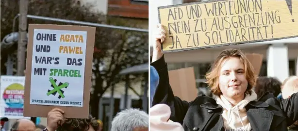  ?? Foto: Kirberg/Schorer ?? Die Sprecher des Jugendkrei­stags, Felix Kirberg (rechts) und Lukas Schorer (links), waren bei den Demos gegen Rechtsextr­emismus dabei.