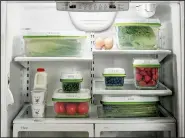  ?? AP/Rubbermaid ?? Storing perishable­s in the refrigerat­or and off counters is a key way to keep pests at bay in the urban kitchen and systems such as these are convenient to store in limited cupboard space.