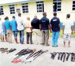  ??  ?? Armed gang men arrested by River State Police Command.