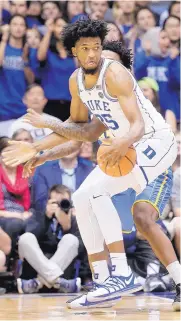  ?? GERRY BROOME/ASSOCIATED PRESS ?? Duke’s Marvin Bagley III looks for a teammate during Friday’s 78-61 victory over Southern. Bagley finished with 19 points and 11 rebounds for the Blue Devils.