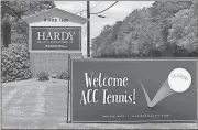  ?? Contribute­d photo ?? Hardy Realty shows support for the ACC tennis tournament, which will continue today and is expected to wrap up Sunday.